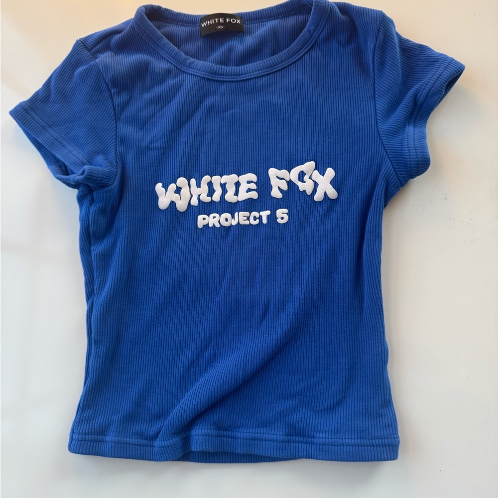 White Fox Blue Baby Tee